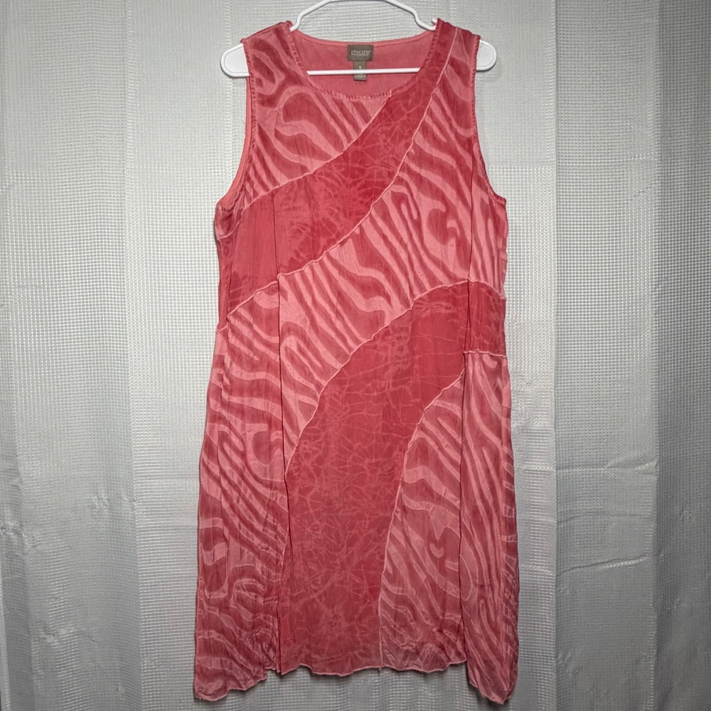 Chico's Women's‎ Size 3 Pink Zebra Print Sleeveless Shift Dress Animal Print